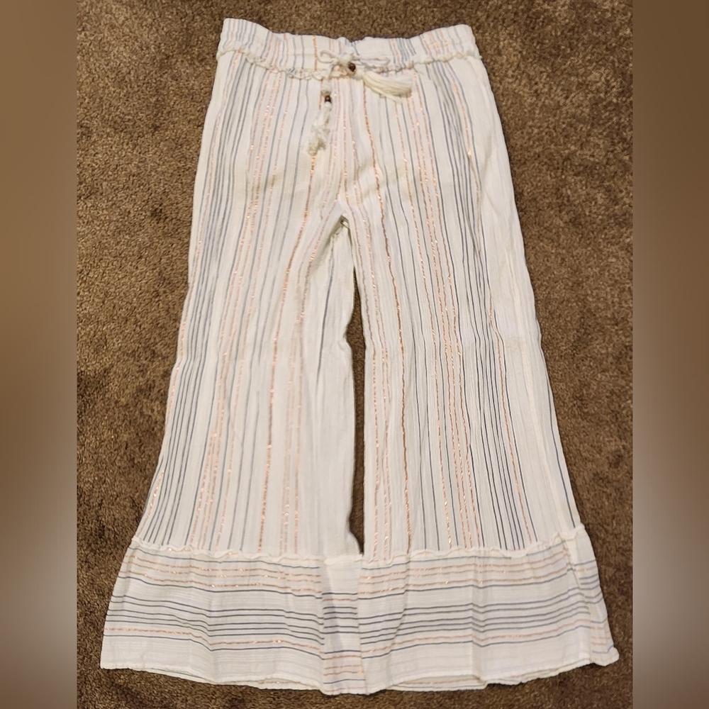 Surf Gypsy Multicolor Metallic Boho Striped Pants